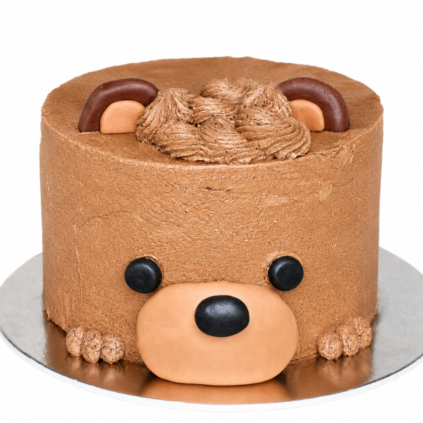 maci torta aranyos díszítéssel