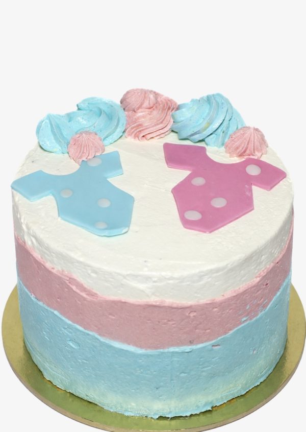 babavaro torta gender reveal diszitessel