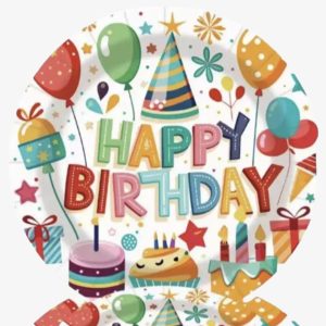 Papírtányér Happy birthday (10 db)