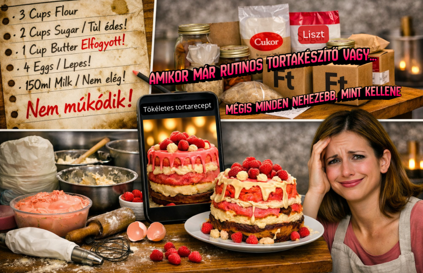 Valóság kontra online recept – megroggyant házi torta és csalódott sütő a konyhában